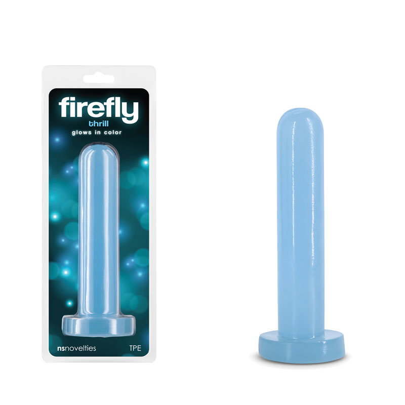 Firefly Thrill small blue glow-in-the-dark TPE dildo with suction cup base