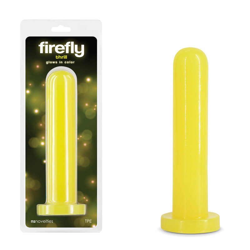 Firefly Thrill yellow glow-in-the-dark large TPE dildo with suction cup base