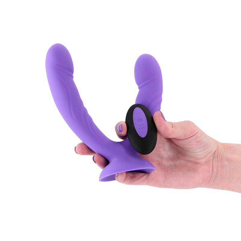 Purple INYA Duet vibrating double dildo with suction cup base and remote control