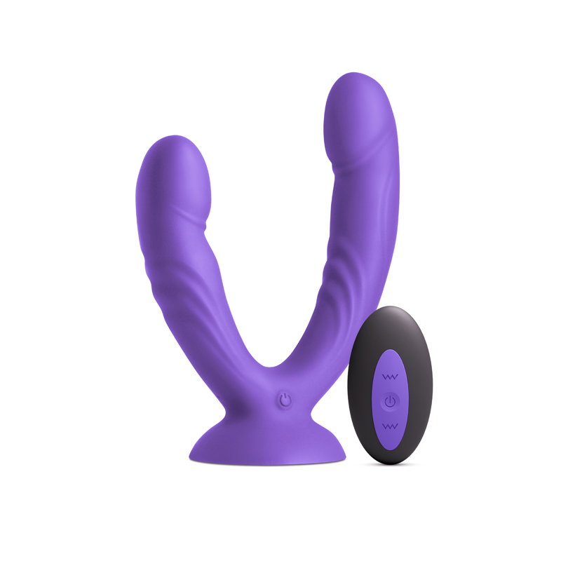 Purple INYA Duet vibrating double dildo with suction cup base and remote control