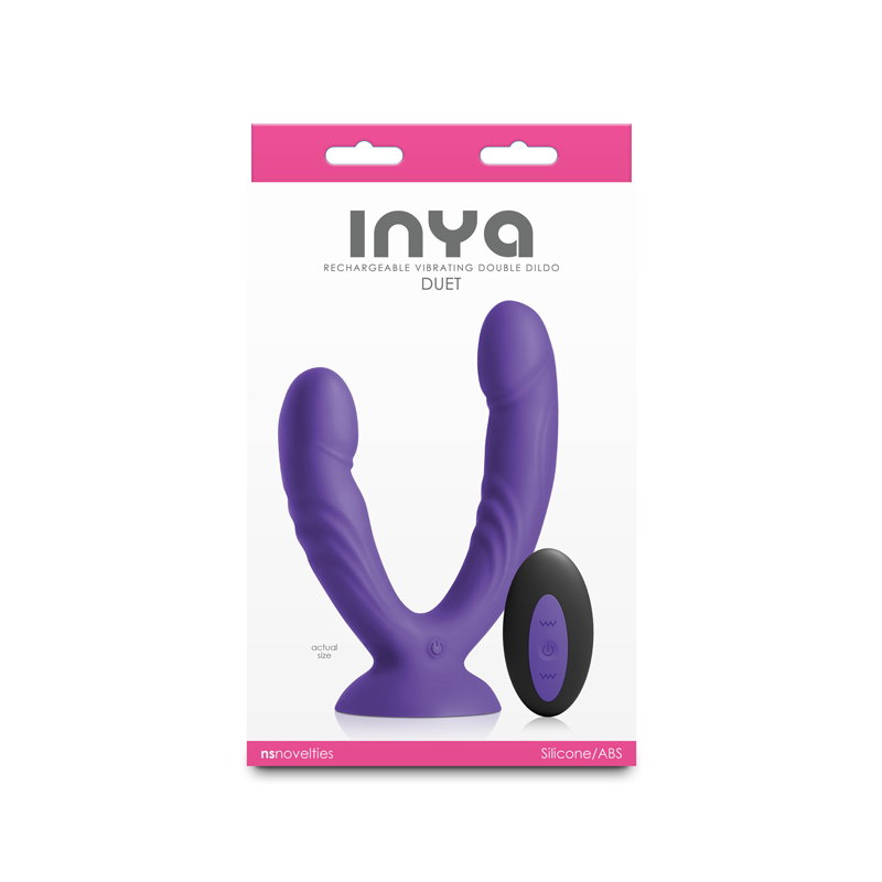 Purple INYA Duet vibrating double dildo with suction cup base and remote control