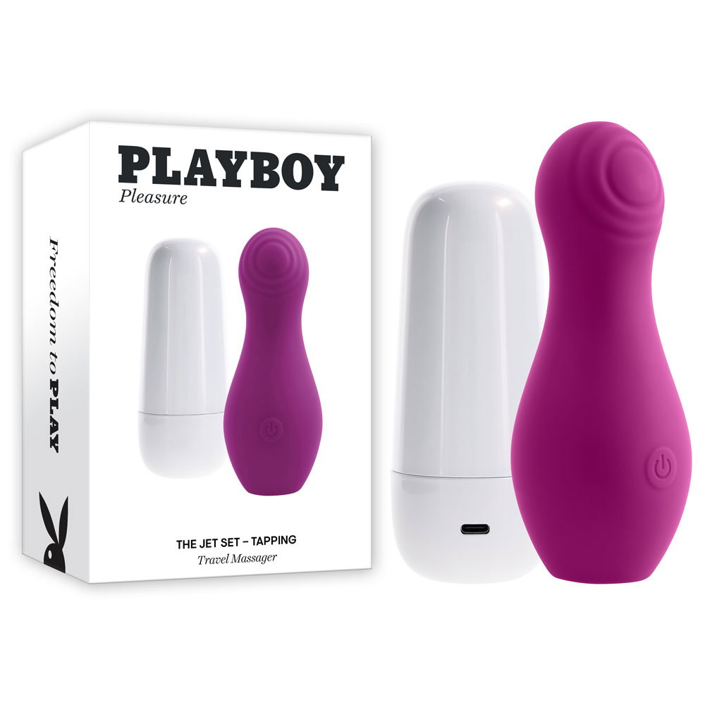 Playboy Pleasure The Jet Set Tapping Toy with white USB rechargeable travel case
