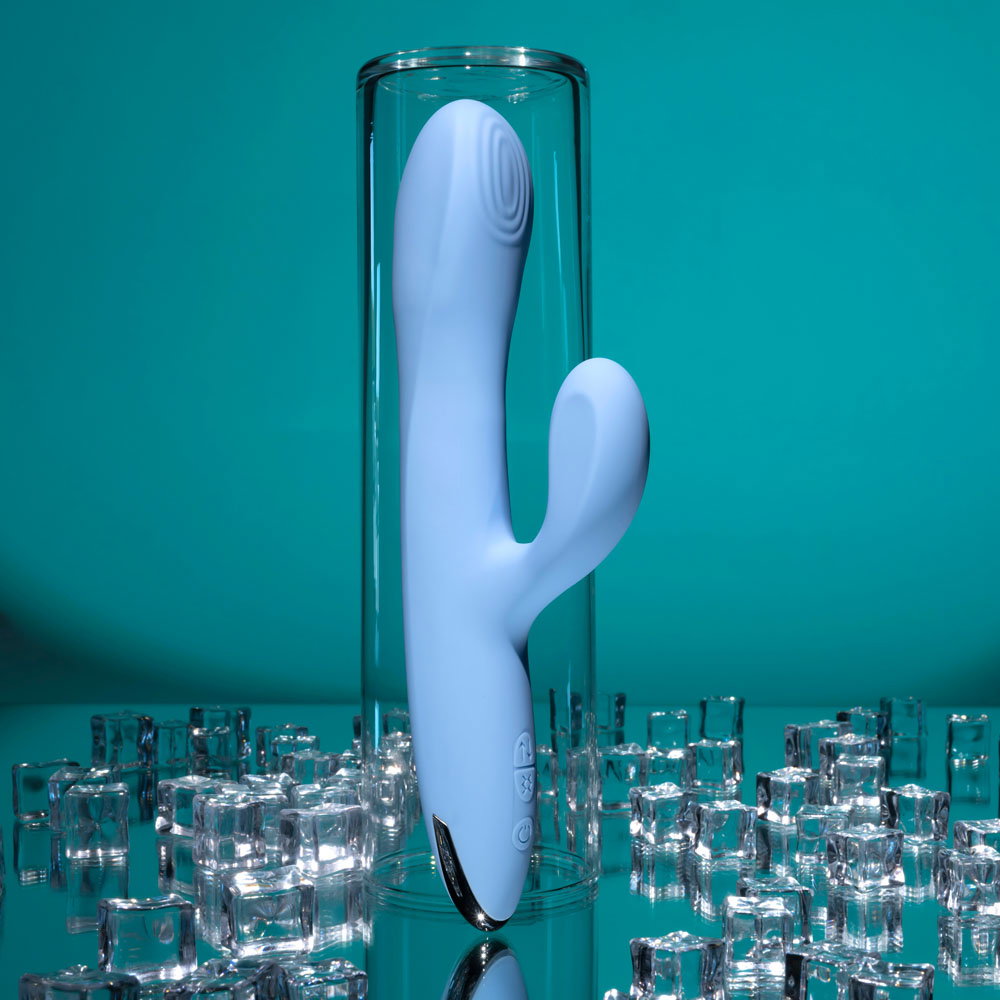 Playboy Pleasure Up & Away Rabbit Vibrator with flexible external stimulator and silicone shaft