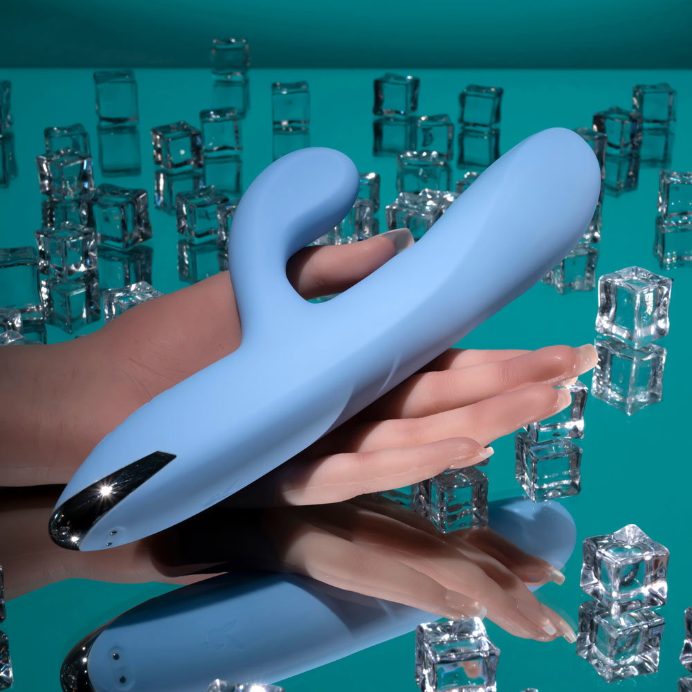 Playboy Pleasure Up & Away Rabbit Vibrator with flexible external stimulator and silicone shaft