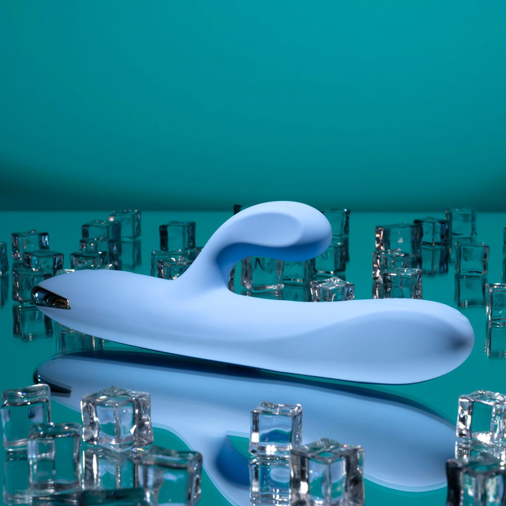 Playboy Pleasure Up & Away Rabbit Vibrator with flexible external stimulator and silicone shaft