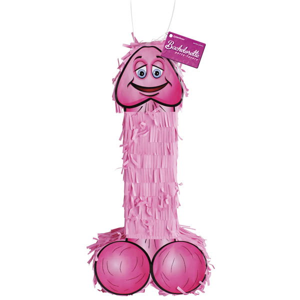 Pink pecker-shaped adult party piñata, approximately 18 inches long, by Pipedream