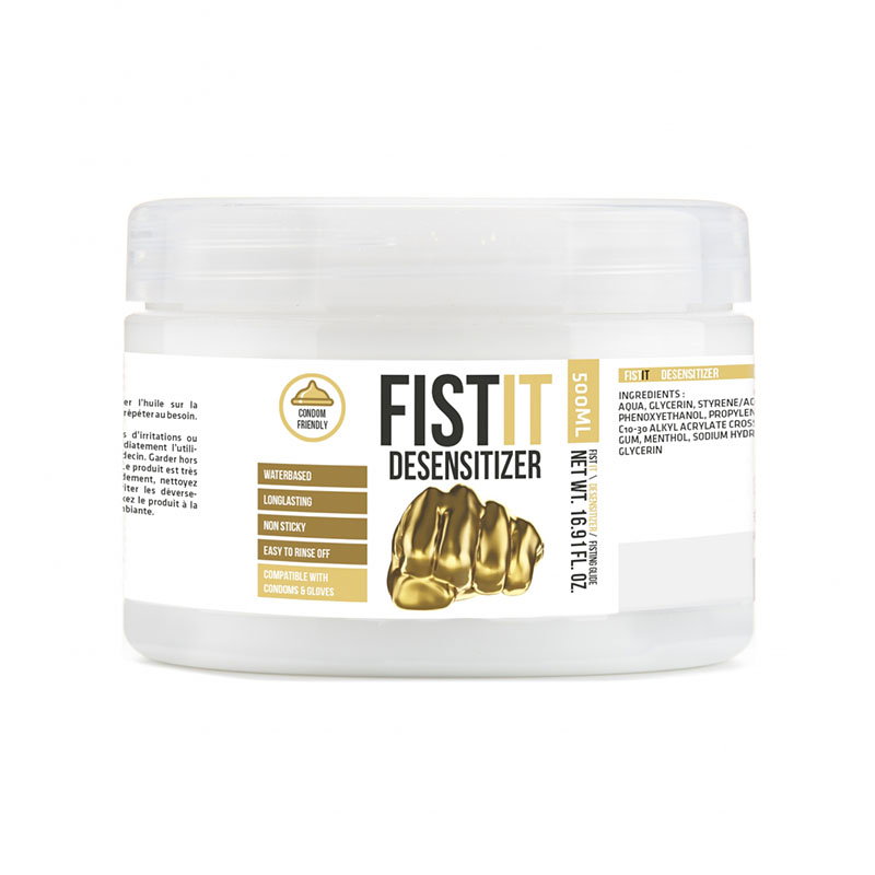 Bottle of Pharmquests Fist-It Numbing Lubricant, a water-based intimate lubricant with menthol