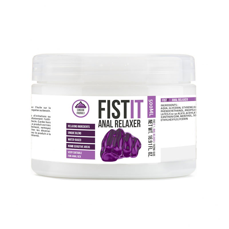 Bottle of Pharmquests Fist-It Anal Relaxer water-based gel lubricant by Shots Toys
