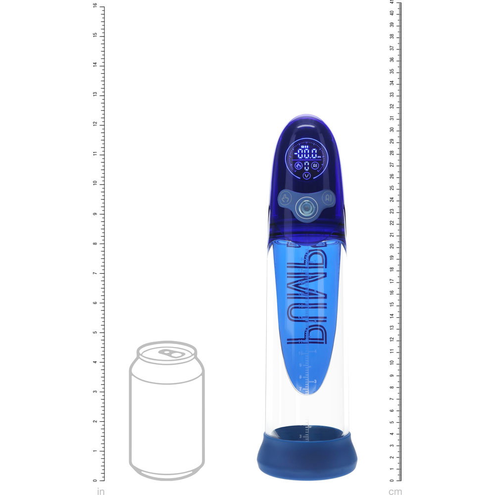 Shots PUMPED Aqua-Pro Auto Pump in blue, a rechargeable automatic pump with silicone sleeve