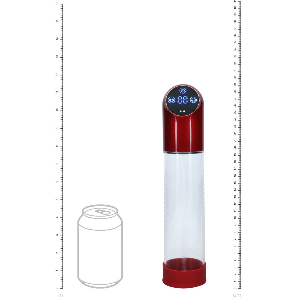 PUMPED Automatic Splashproof Pump in metal red with silicone sleeve by Shots Toys