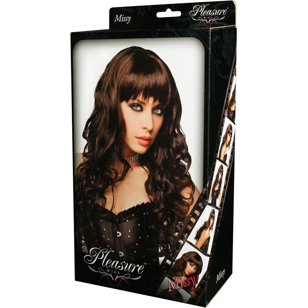 Pleasure Wigs Missy synthetic wig in brown, shown as a styled costume wig