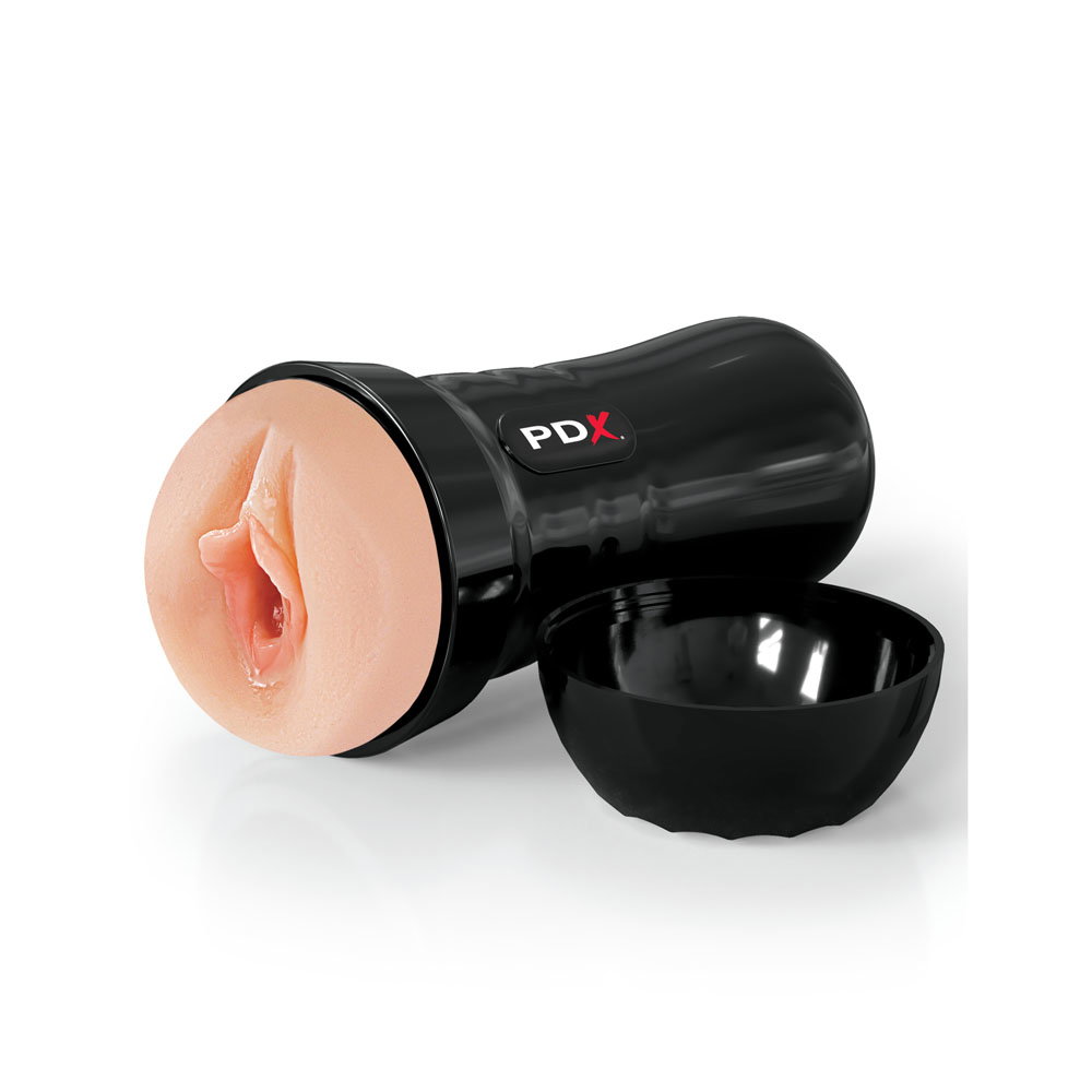 Pipedream Wet Pussies Super Stroker in flesh tone with protective case and removable sleeve