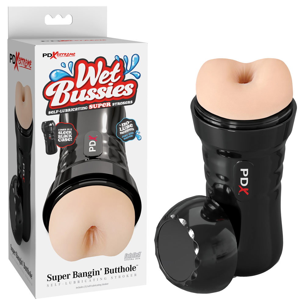 Pipedream Wet Bussies Super Bangin Butt stroker in Light colour with protective case