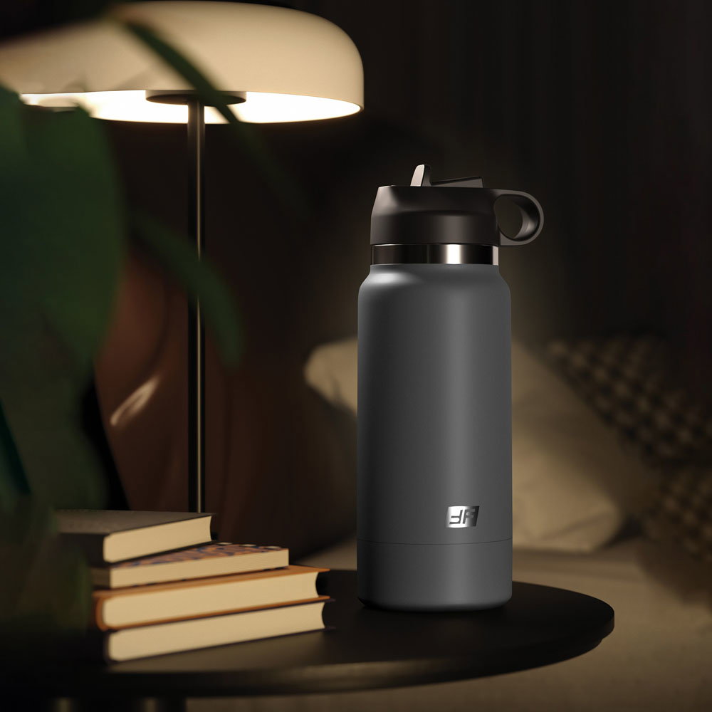 Pipedream PDX Plus Flask Secret Delight masturbator styled like a water bottle, flesh colour