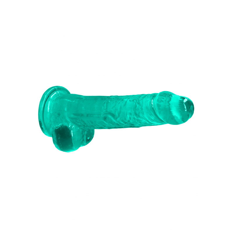 REALROCK 8-inch turquoise realistic dildo with balls and suction cup base