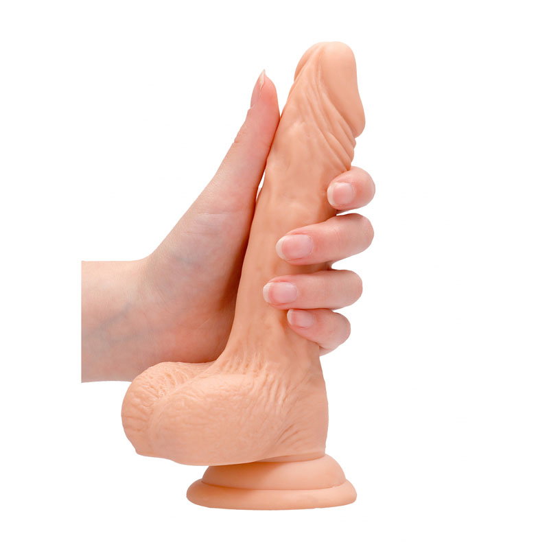 Shots RealRock 7 inch flesh-toned realistic dildo with balls and suction-cup base