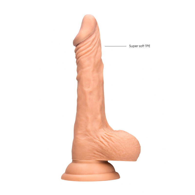 Shots RealRock 7 inch flesh-toned realistic dildo with balls and suction-cup base
