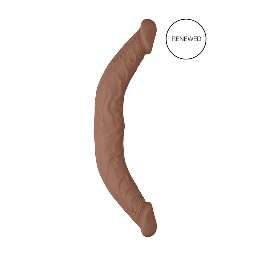 REALROCK 14-inch realistic double-ended dildo in tan, skin-like TPE material