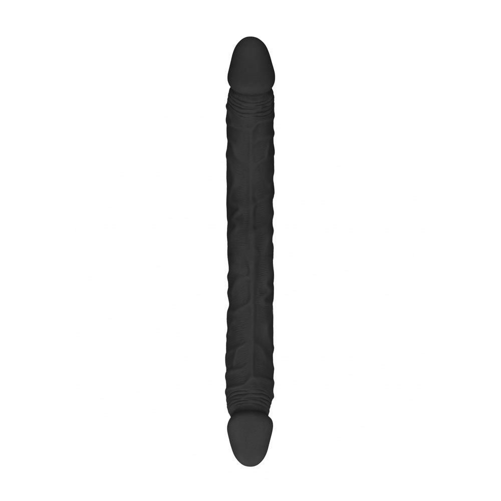 Shots RealRock 46cm realistic black double-ended dildo made from Skin TPE