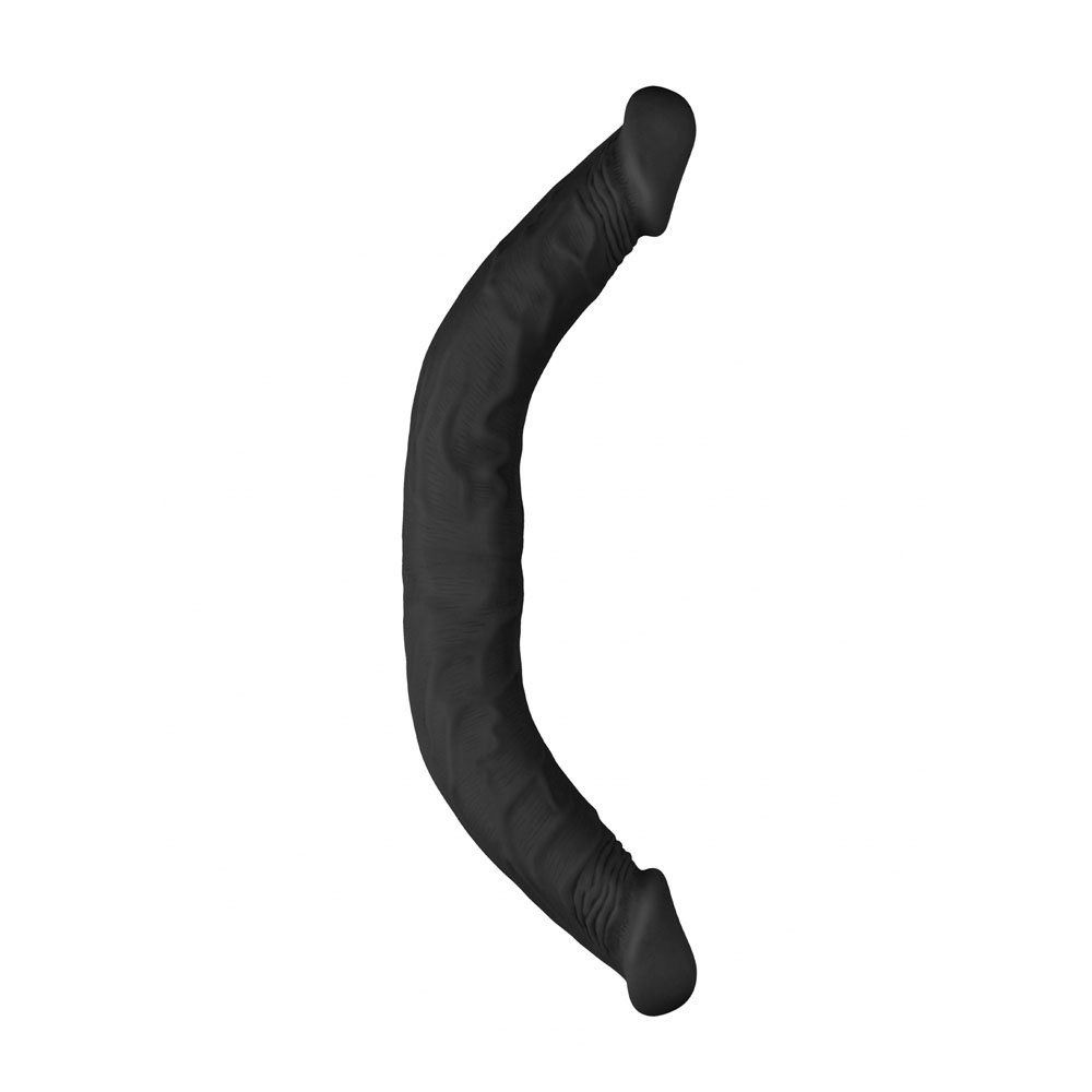 Shots RealRock 46cm realistic black double-ended dildo made from Skin TPE