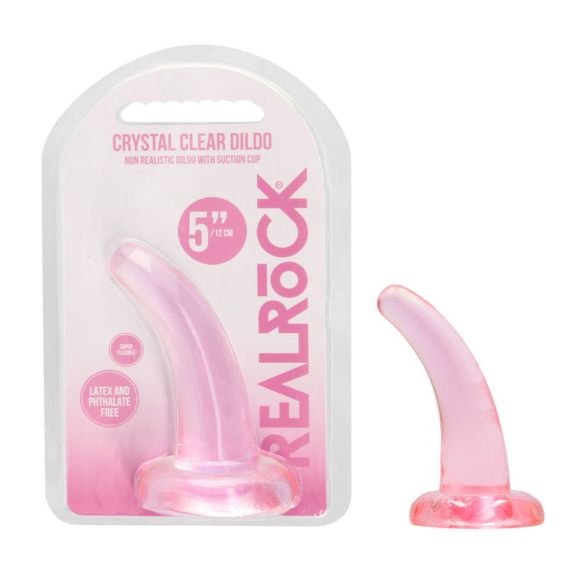 Pink REALROCK TPE dildo with suction cup base, 11.5 cm