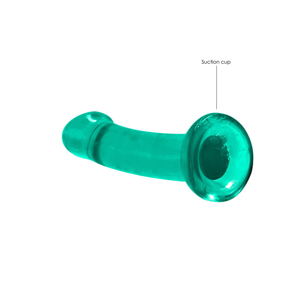 REALROCK clear turquoise TPE dildo with suction base, 17 cm