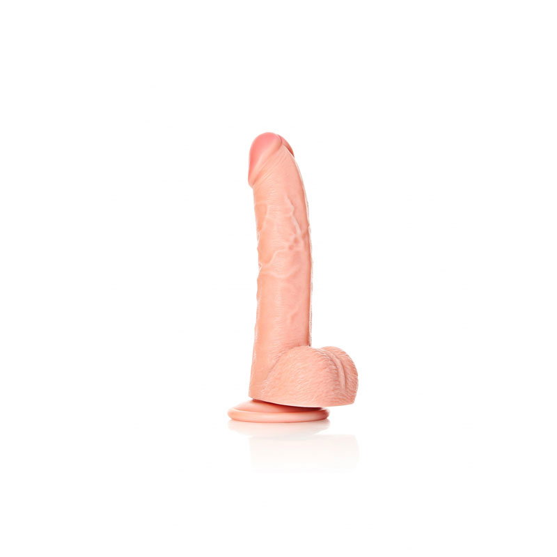 REALROCK realistic curved dildo with balls and suction cup base, 20.5 cm, PVC