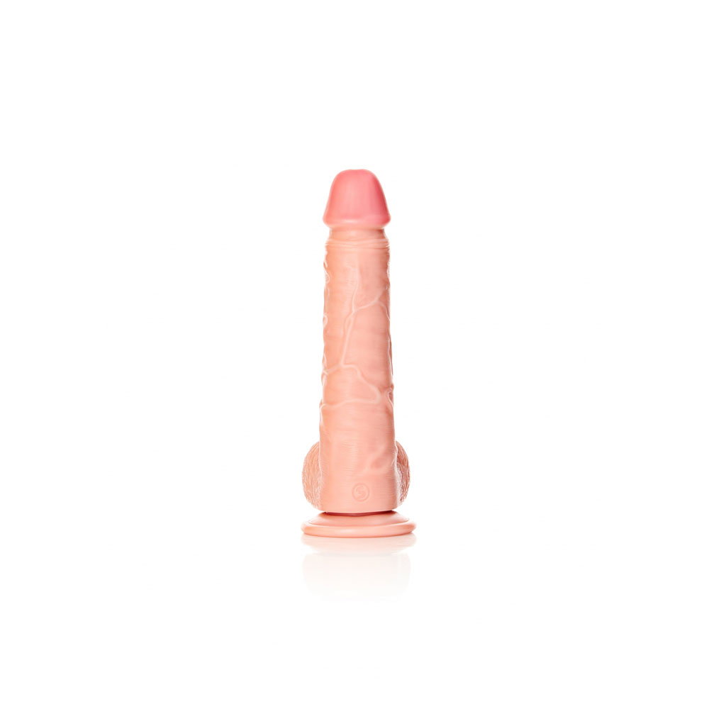 RealRock 23cm straight realistic PVC dildo with balls and suction cup base