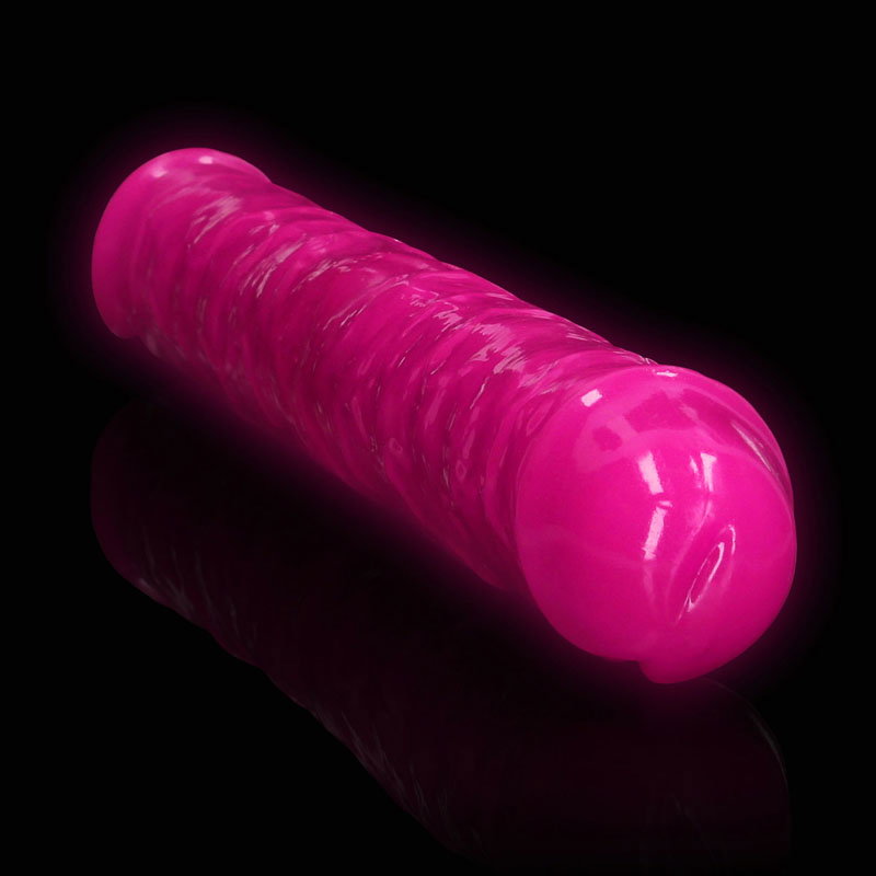 REALROCK 38 cm glow-in-the-dark double dong in pink TPE, double-ended dildo