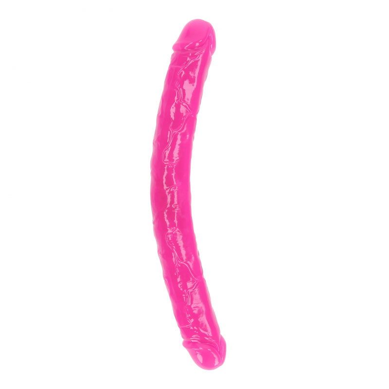 REALROCK 38 cm glow-in-the-dark double dong in pink TPE, double-ended dildo