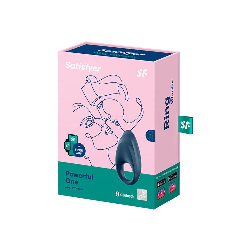 Satisfyer Strong One silicone vibrating cock ring with app-controlled charging cable
