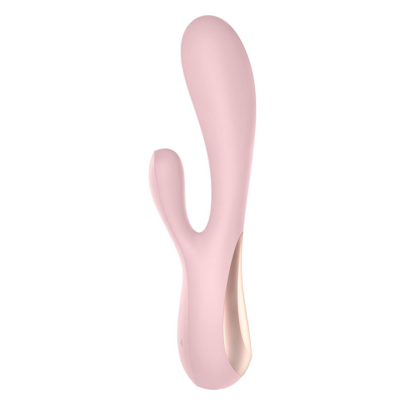 Satisfyer Mono Flex app-controlled silicone vibrator in mauve with rose gold-toned accent