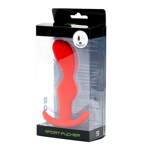 Sport Fucker CrossFit Plug, medium size, red silicone anal plug with long neck and flared base
