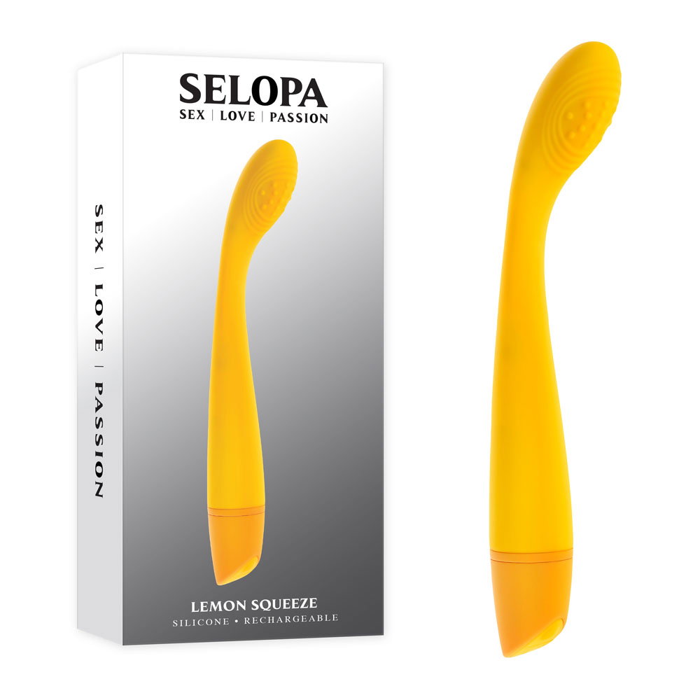 Selopa Lemon Squeeze yellow G-spot vibrator with curved, textured shaft