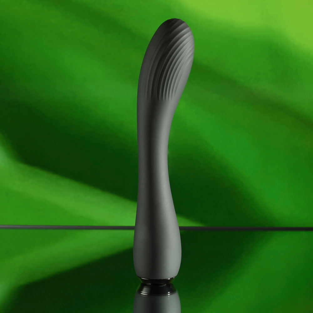 Selopa Midnight Magic black vibrator with curved, textured shaft and tapered tip