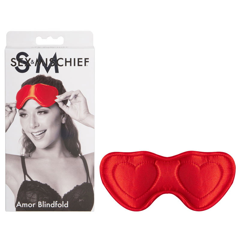 Sportsheets S&M Amor Blindfold in red satin with foam padding and double elastic band