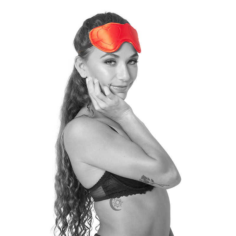 Sportsheets S&M Amor Blindfold in red satin with foam padding and double elastic band