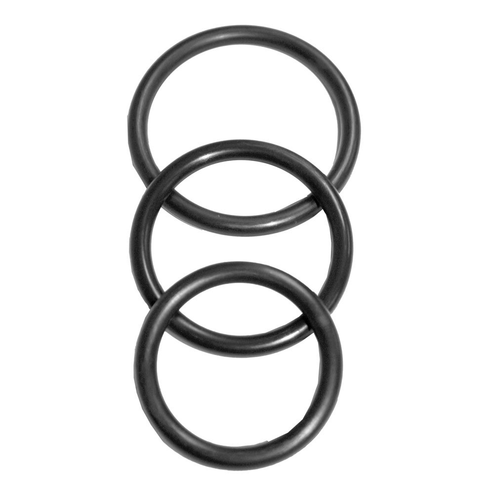 Sportsheets S&M Nitrile Cock Ring 3 Pack showing three stretchy rubber rings in different diameters