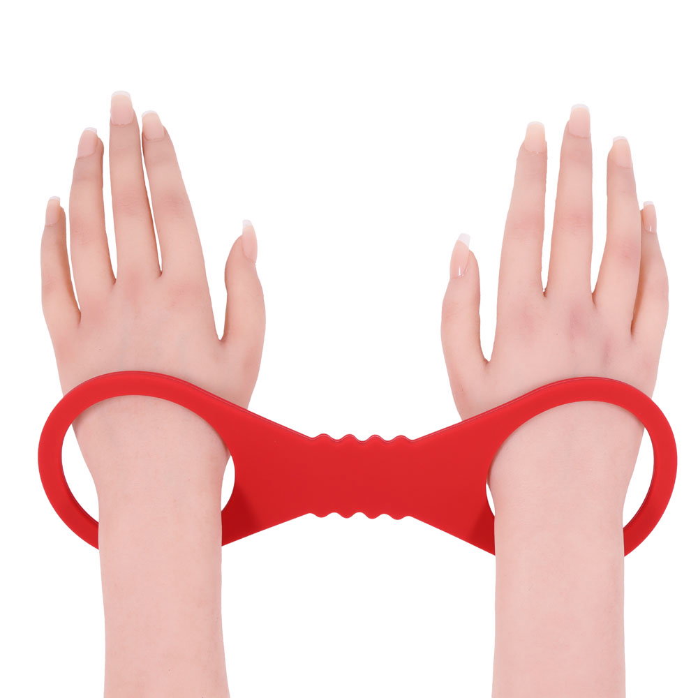 Sportsheets Amor Large Silicone Cuffs in red, a pair of wrist or ankle restraints