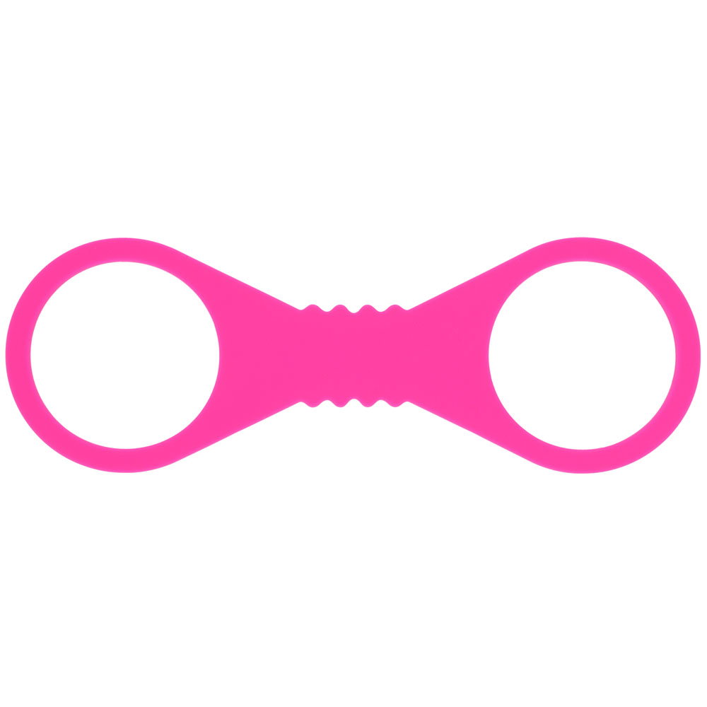 Sportsheets S&M Large Hot Pink Silicone Cuffs, a pair of stretchy restraint cuffs