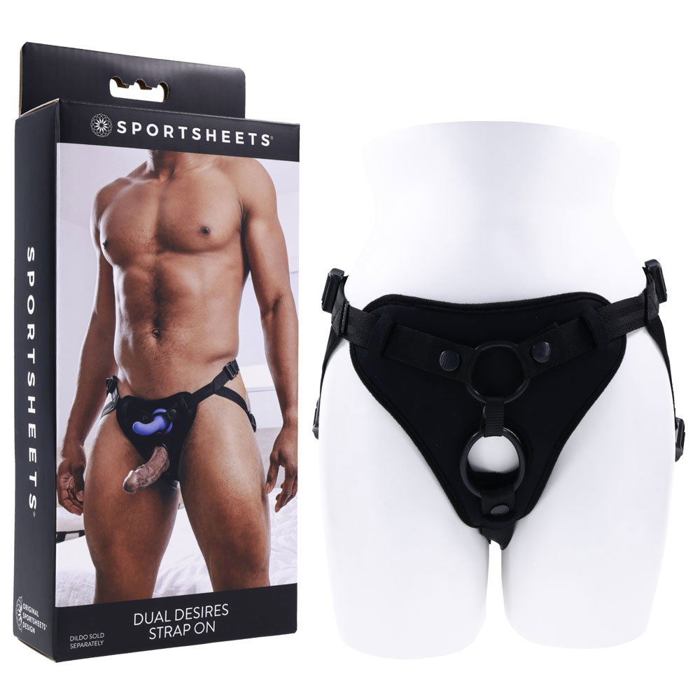 Sportsheets Dual Desires Strap-On Harness with neoprene padding and dual O-rings