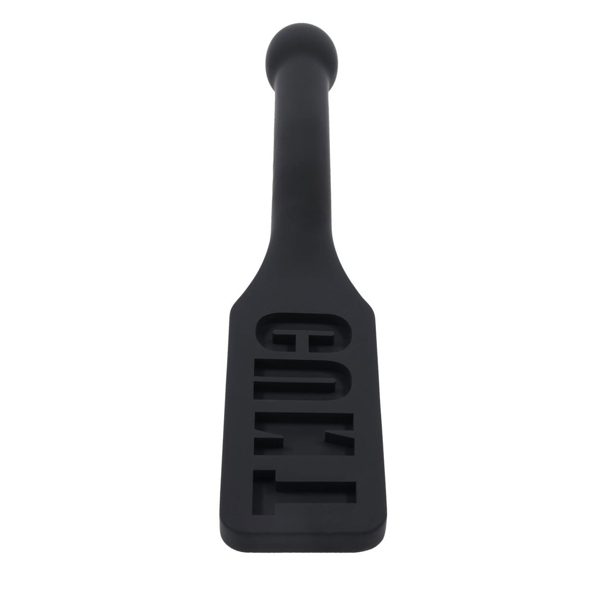 Sportsheets Edge silicone impact paddle with imprinted word on one side and smooth reverse side
