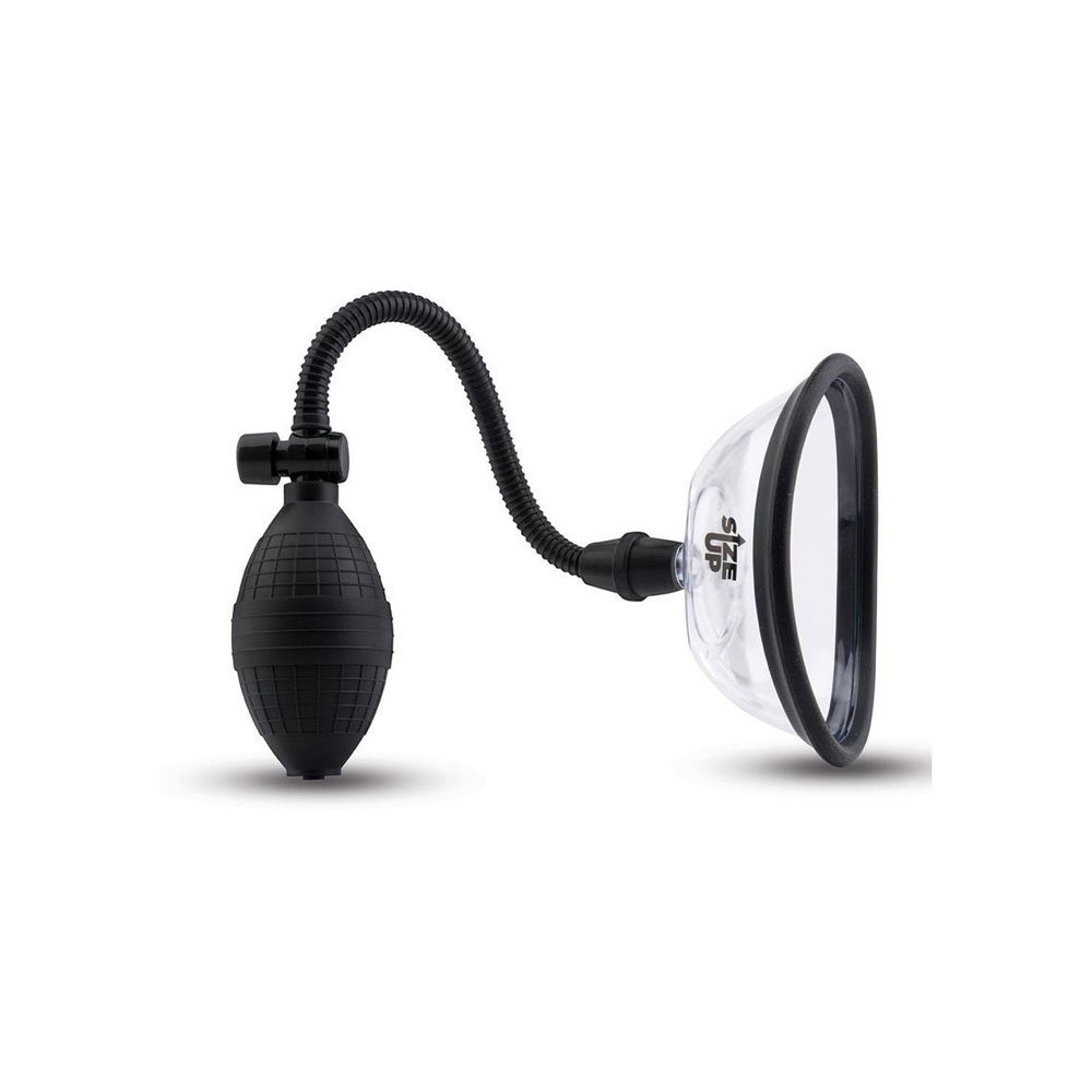 Size Up Classic Vagina Pump with two clear interchangeable chambers, pressure hose and ball grip handle