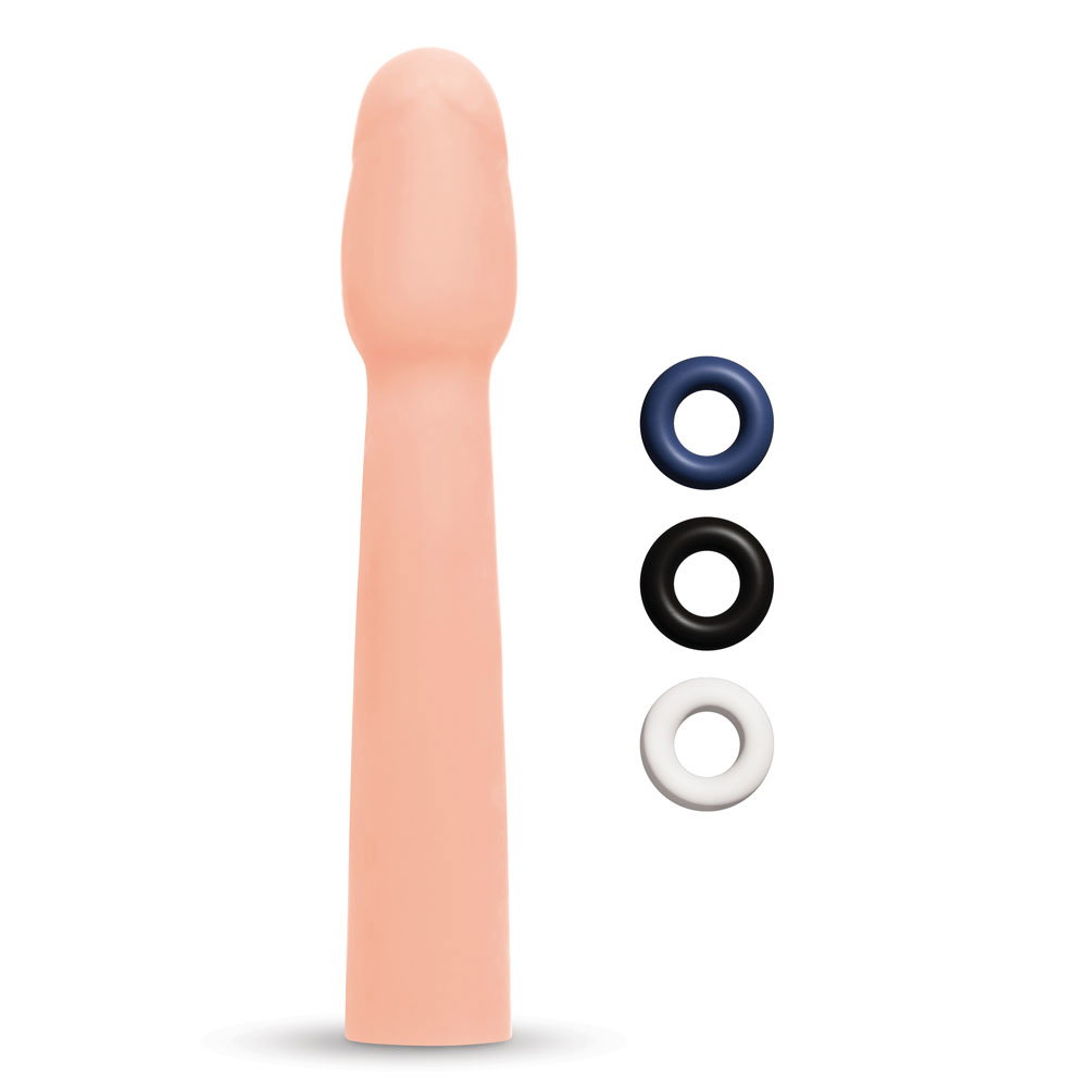 Size Up Realistic 2 inch Penis Extender sleeve with three stretchy stamina rings