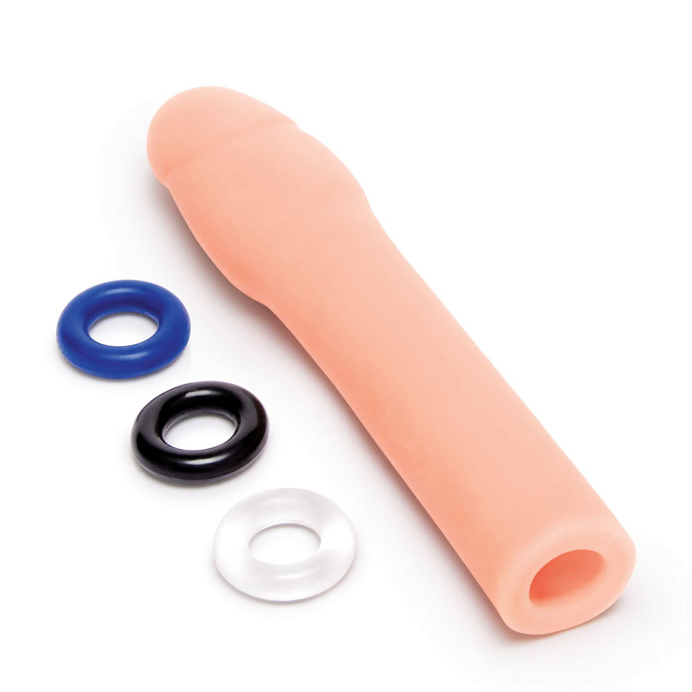 Size Up Realistic 2 inch Penis Extender sleeve with three stretchy stamina rings