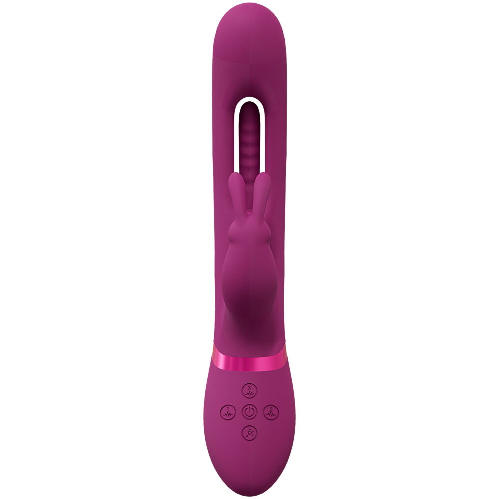 Shots Toys VIVE Mika pink rabbit vibrator with external arm and tongue-style internal tip
