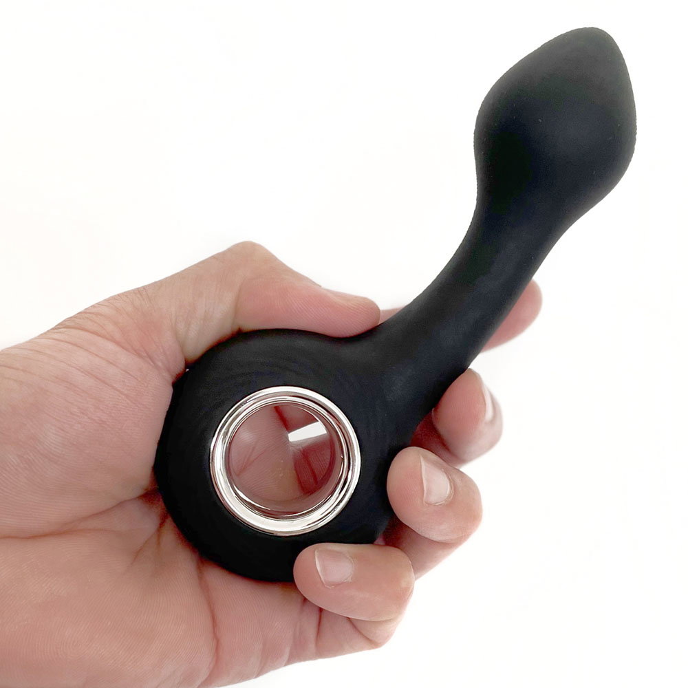VERS G-spot rechargeable silicone vibrator in black, curved compact design