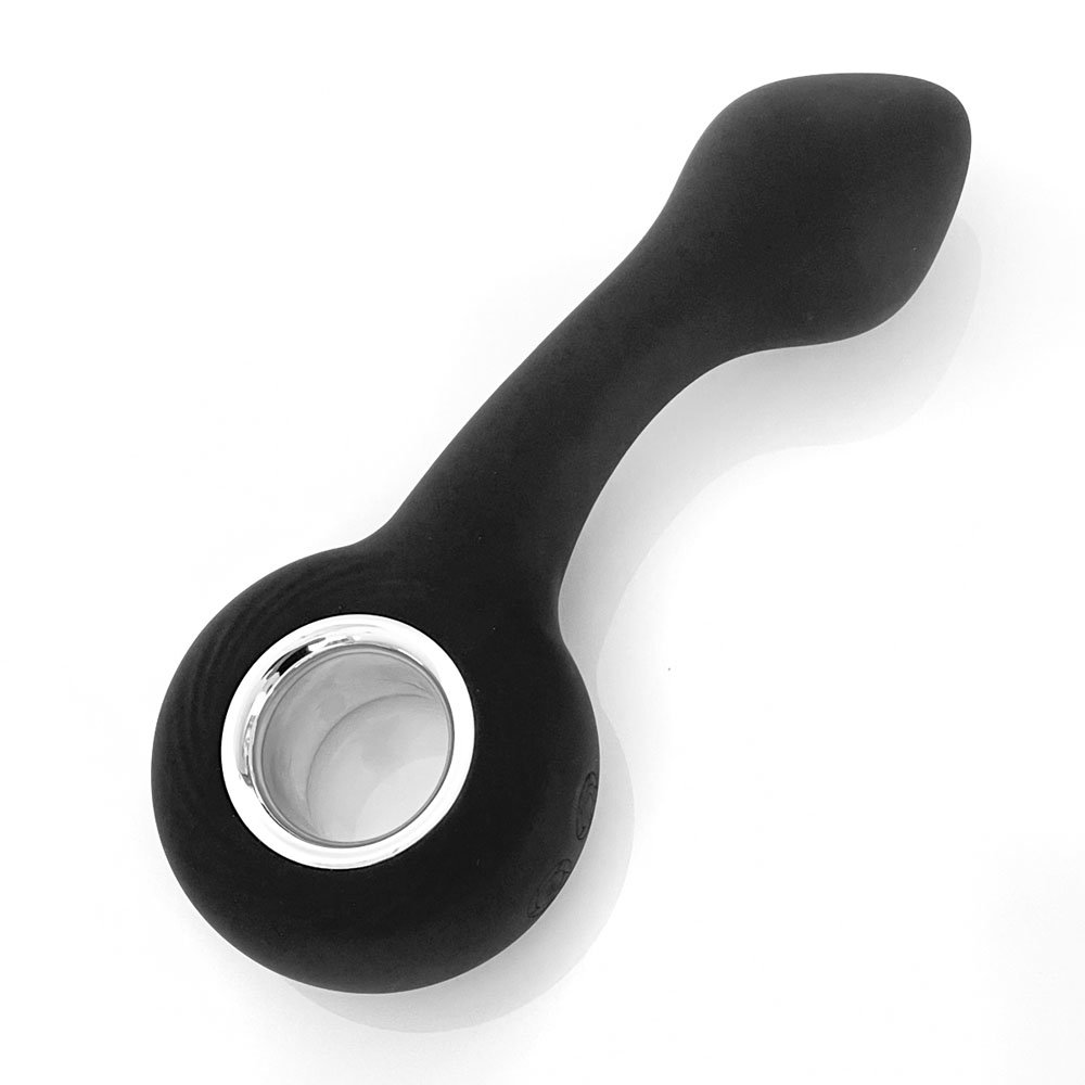 VERS G-spot rechargeable silicone vibrator in black, curved compact design