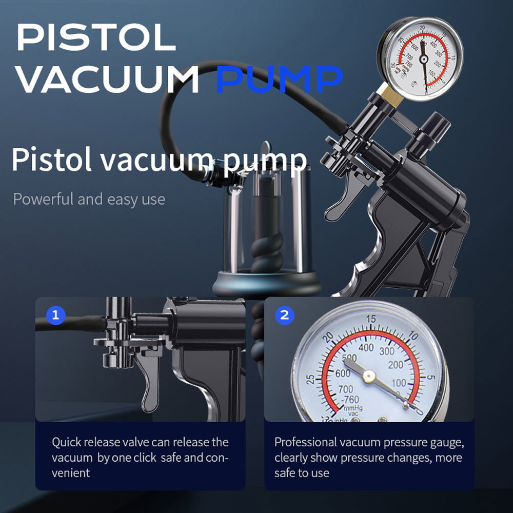 LuvPump Rosebud manual anal pump kit with pressure gauge, silicone cushion and two textured inserts