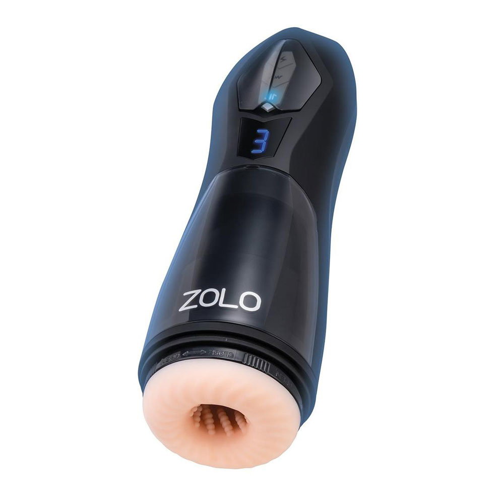 Zolo Lift Off vibrating thrusting stroker with tapered base and USB-C charging cable